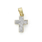 9K CRUZ ORO AMARILLO CIRCONITA 15X9 MM