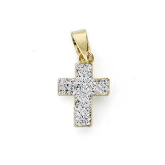 9K CRUZ ORO AMARILLO CIRCONITA 15X9 MM