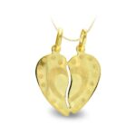 9K COLGANTE CORAZON PARTIDO ORO AMARILLO DIBUJO 17X15 MM