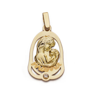 9K COLGANTE ORO AMARILLO MADRE CIRCONITA 25X15MM
