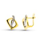 9K PENDIENTES ORO BICOLOR COMUNION CIRCONITA 15X11 MM CIERRE CATALAN