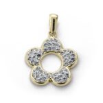 9K COLGANTE ORO AMARILLO FLOR CIRCONITA 16X14 MM