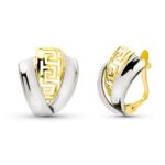9K PENDIENTES ORO BICOLOR BANDAS 16X13 MM CATALAN