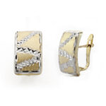9K PENDIENTES ORO BICOLOR RECTANGULAR TALLADOS, MEDIDA: 15X9 MM CIERRE CATALAN