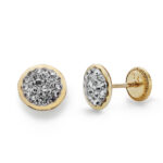 9K PENDIENTES ORO AMARILLO CIRCONITA 6 MM CIERRE TUERCA