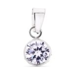 9K COLGANTE ORO BLANCO REDONDO CHATON CON CIRCONITA 6 MM