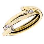 9K SORTIJA ORO BICOLOR BANDAS CRUZADAS CON CIRCONITAS, ANCHO: 7 MM