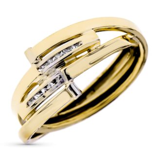 9K SORTIJA ORO AMARILLO BANDAS CRUZADAS CON CIRCONITAS EN CARRIL, ANCHO: 10 MM