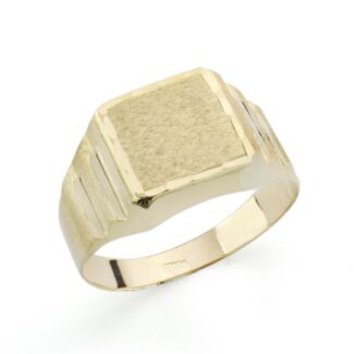 9K SELLO ORO AMARILLO HUECO CADETE CUADRADO, ZONA GRABADO, 9X9 MM