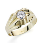 9K SOLITARIO ORO AMARILLO HUECO EN BRILLO CON CIRCONITA DE 5 MM, ANCHO: 10 MM