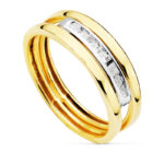 18K SORTIJA ORO BICOLOR CIRCONITA DOS CUERPOS, ANCHO: 6,5 MM