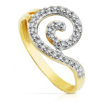 9K SORTIJA ORO BICOLOR REMOLINO CON CIRCONITAS, ANCHO: 11,5 MM