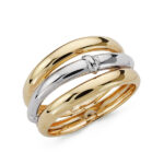 9K SORTIJA ORO BICOLOR TRES BANDAS EN BRILLO, ANCHO: 10,5 MM