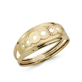 9K SORTIJA ORO AMARILLO MOTIVO CALADO CIRCULOS TALLADOS, ANCHO: 8 MM