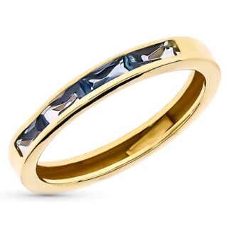 9K SORTIJA ORO AMARILLO AGUAMARINA EN CARRIL, ANCHO: 3 MM