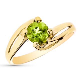 9K SOLITARIO ORO AMARILLO CON OLIVINA NATURAL DE 6 MM Y 0,93 QTS,