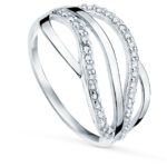 9K SORTIJA ORO BLANCO BANDAS CON CIRCONITAS, ANCHO: 10 MM