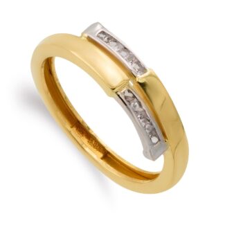 9K SORTIJA ORO BICOLOR BANDAS CON CIRCONITA EN CARRIL, ANCHO: 5 MM