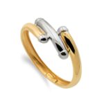 9K SORTIJA ORO BICOLOR BANDAS EN BRILLO, ANCHO: 8,5 MM