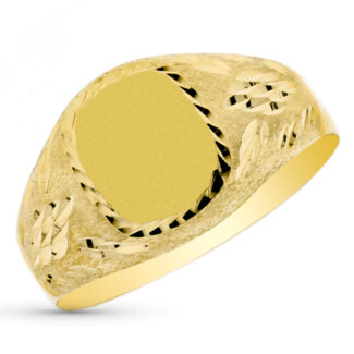 9K SELLO ORO AMARILLO HUECO CADETE TALLADO TONEL, ZONA GRABADO: 9X8 MM