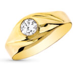 9K SOLITARIO ORO AMARILLO CADETE CON CIRCONITA DE 5 MM, ANCHO: 8,5 MM