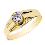 9K SOLITARIO ORO AMARILLO CADETE CON CIRCONITA DE 4 MM, ANCHO: 7 MM