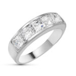 9K SORTIJA ORO BLANCO CIRCONITAS EN CARRIL, ANCHO: 5,5 MM