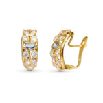 9K PENDIENTES ORO AMARILLO CON AGUAMARINA 16X7 MM CIERRE CATALAN