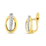 9K PENDIENTES BICOLOR 10X6 MM CIERRE CATALAN