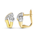 9K PENDIENTES ORO BICOLOR CIRCONITA 10X7 MM CIERRE CATALAN