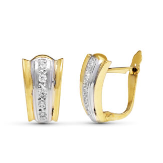 9K PENDIENTES BICOLOR 12X7 MM CIERRE CATALAN