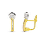 9K PENDIENTES BICOLOR COMUNION BANDA FLOR 14X5 MM CATALAN