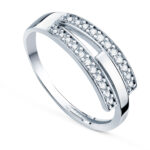 9K SORTIJA ORO BLANCO BANDAS CON CIRCONITAS, ANCHO: 6,5 MM