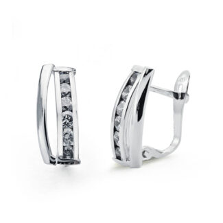 9K PENDIENTES ORO BLANCO CIRCONITA 15X5 MM CIERRE CATALAN