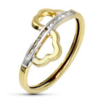 9K SORTIJA ORO BICOLOR FLOR PARTIDA CON CIRCONITAS EN CARRIL, ANCHO: 10 MM