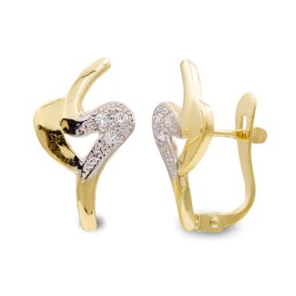 9K PENDIENTES ORO BICOLOR COMUNION CIRCONITA 15X10MM, CIERRE CATALAN