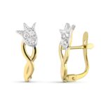 9K PENDIENTES ORO BICOLOR TULIPAN CIRCONITA 15X5 MM CIERRE CATALAN