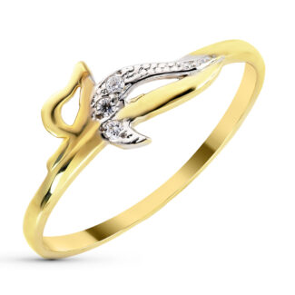 9K SORTIJA ORO BICOLOR JOHAS CALADAS CON CIRCONITA, ANCHO: 7 MM