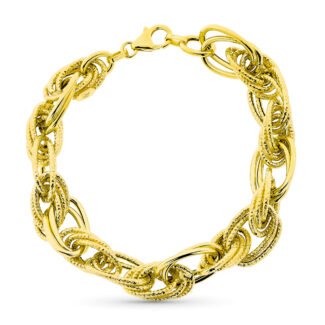 9K PULSERA ORO AMARILLO ESLABONES TRIPLES, 19CM