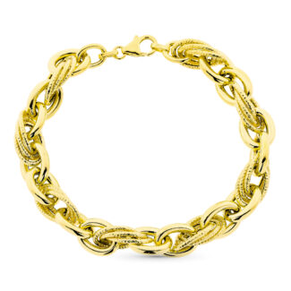 9K PULSERA ORO AMARILLO TRIPLE ESLABON, 20CM