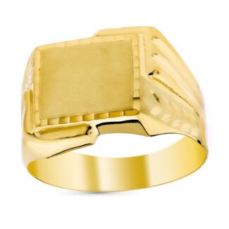 9K SELLO ORO AMARILLO CABALLERO TALLADO DIAMANTADO ZONA DE GRABACION 13X11 MM