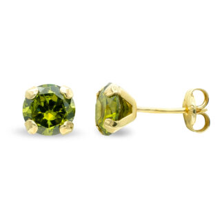 9K PENDIENTES ORO AMARILLO OLIVINA GARRAS 6 MM CIERRE PRESION