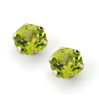 9K PENDIENTES ORO AMARILLO GARRAS CON OLIVINA NATURAL 7 MM TOTAL 2,88 QTS, CIERRE PRESION