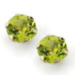 9K PENDIENTES ORO AMARILLO OLIVINA NATURAL GARRA CALADA 8 MM 3,90 QTS CIERRE PRESION