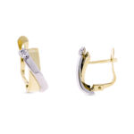 9K PENDIENTES ORO BICOLOR BANDA Y CIRCONITA 14X6 MM CATALAN