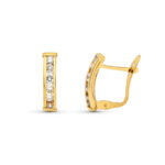 9K PENDIENTES ORO AMARILLO BANDAS CON CARRIL DE CIRCONITA 14X3 MM CATALAN