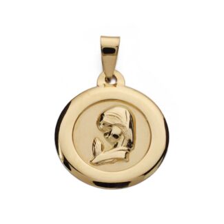 9K MEDALLA ORO AMARILLO VIRGEN NIÑA CERCO LISO 18 MM