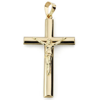 9K CRUZ ORO AMARILLO CRISTO OVAL 34X20 MM