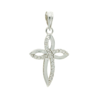 9K CRUZ ORO BLANCO CIRCONITA 23X15 MM