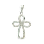 9K CRUZ ORO BLANCO CIRCONITA 24X16 MM